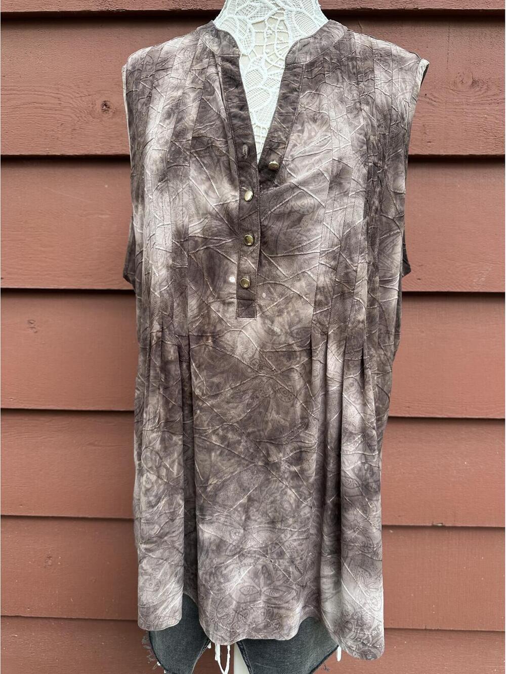Westport‎ 1962 Brown Mineral Wash Sleeveless Tunic Top